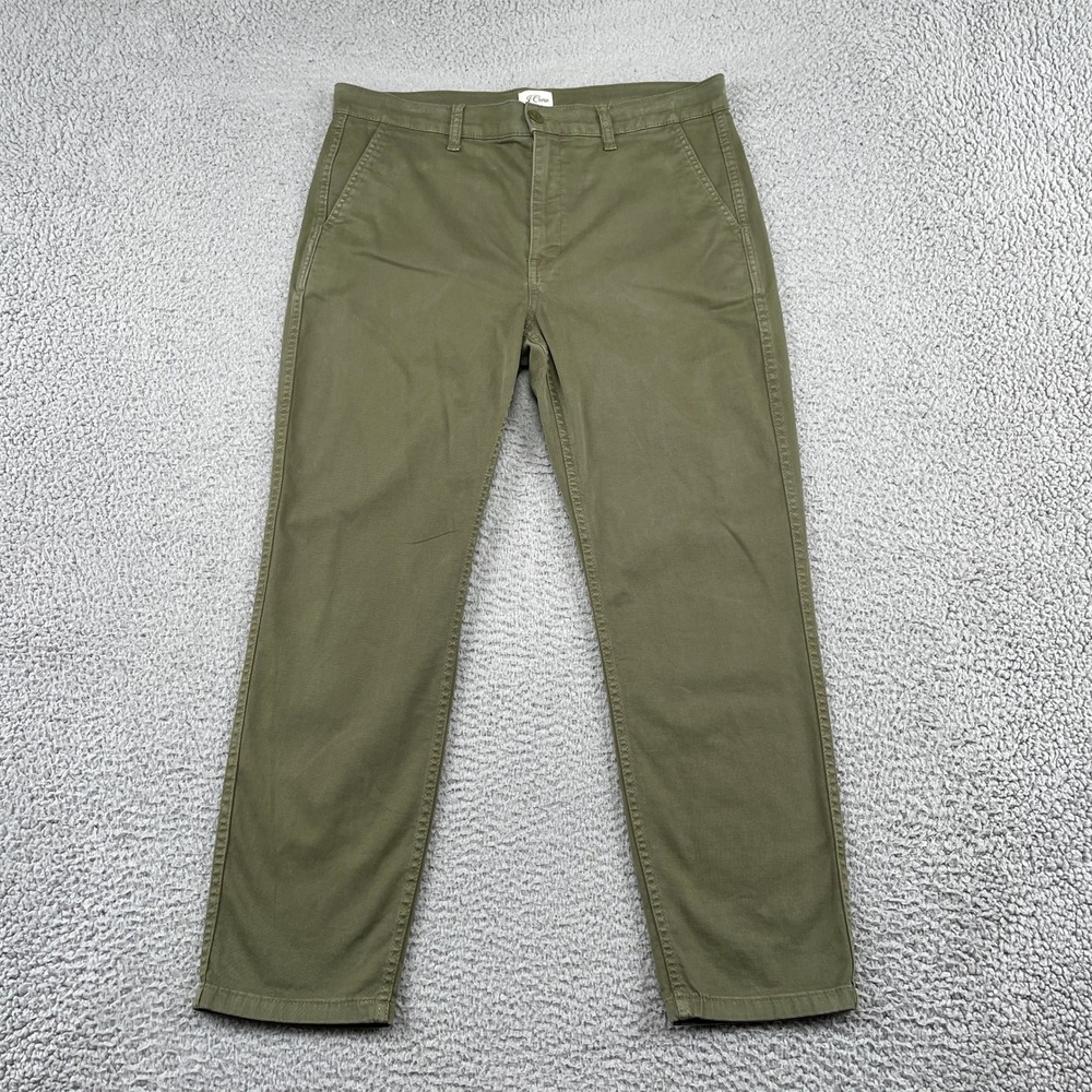 J.Crew Chino Pants Mens 30 Green Vintage Straight Cotton Stretch Casual